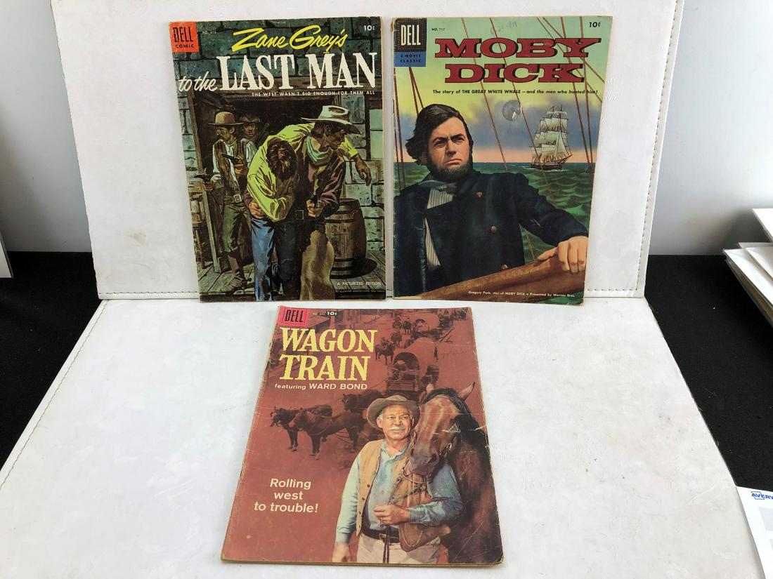 Dell Four Color Lot of 3 - Zane Grey To The Last Man: Dell Four Color Lot of 3 - Zane Grey To The Last Man #616, Moby Dick #717, Wagon Train #895 (#1)