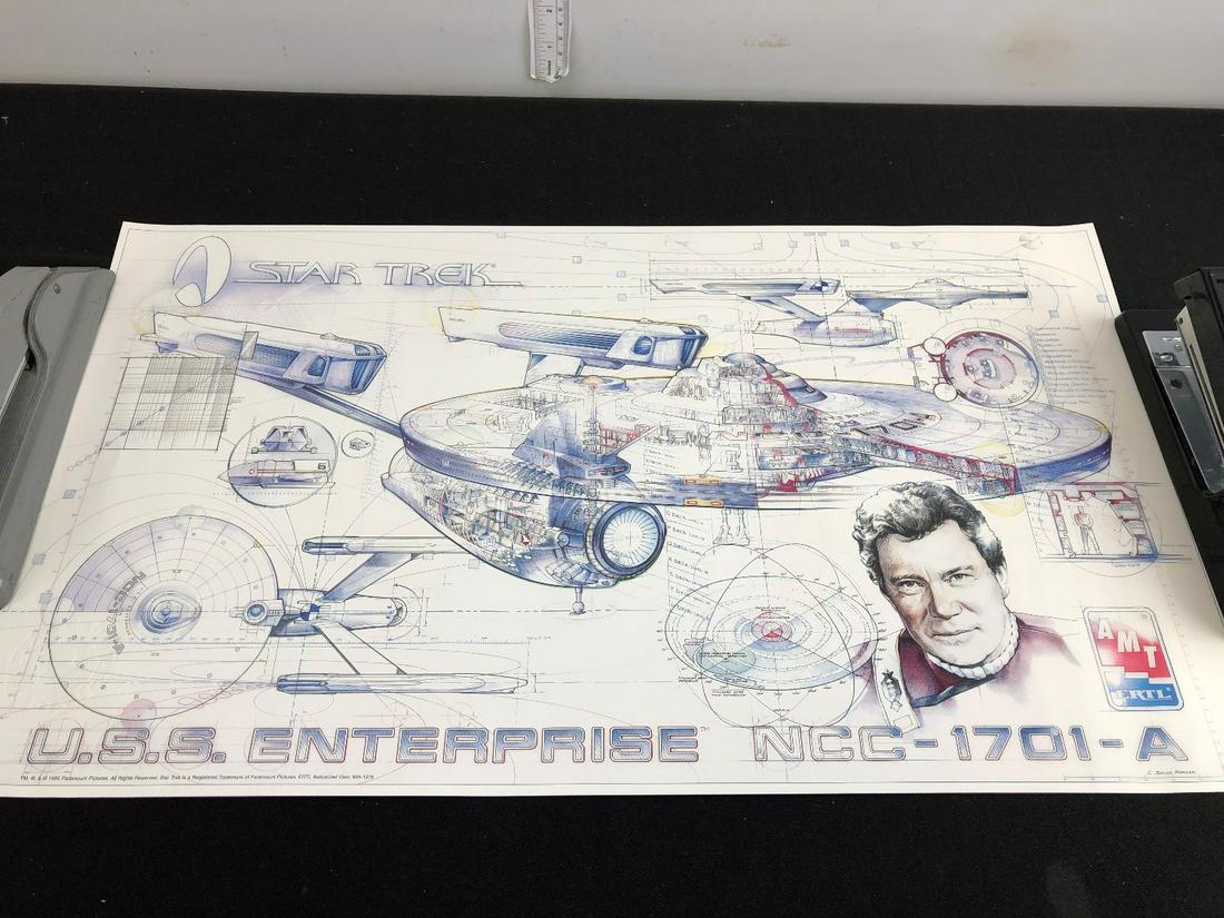 1995 Star Trek USS Enterprise Blueprint Poster by: 1995 Star Trek USS Enterprise Blueprint Poster by AMT/Ertl