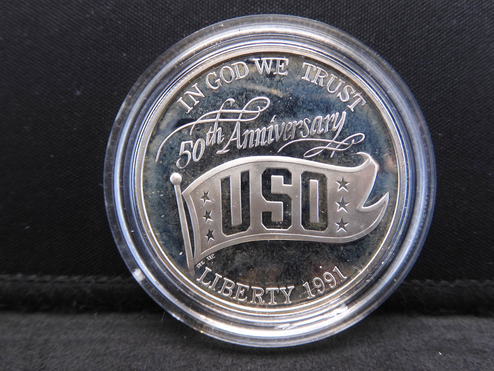 1991 USO 50 Anniver Proof Silver Dollar OGP (1 of 4)