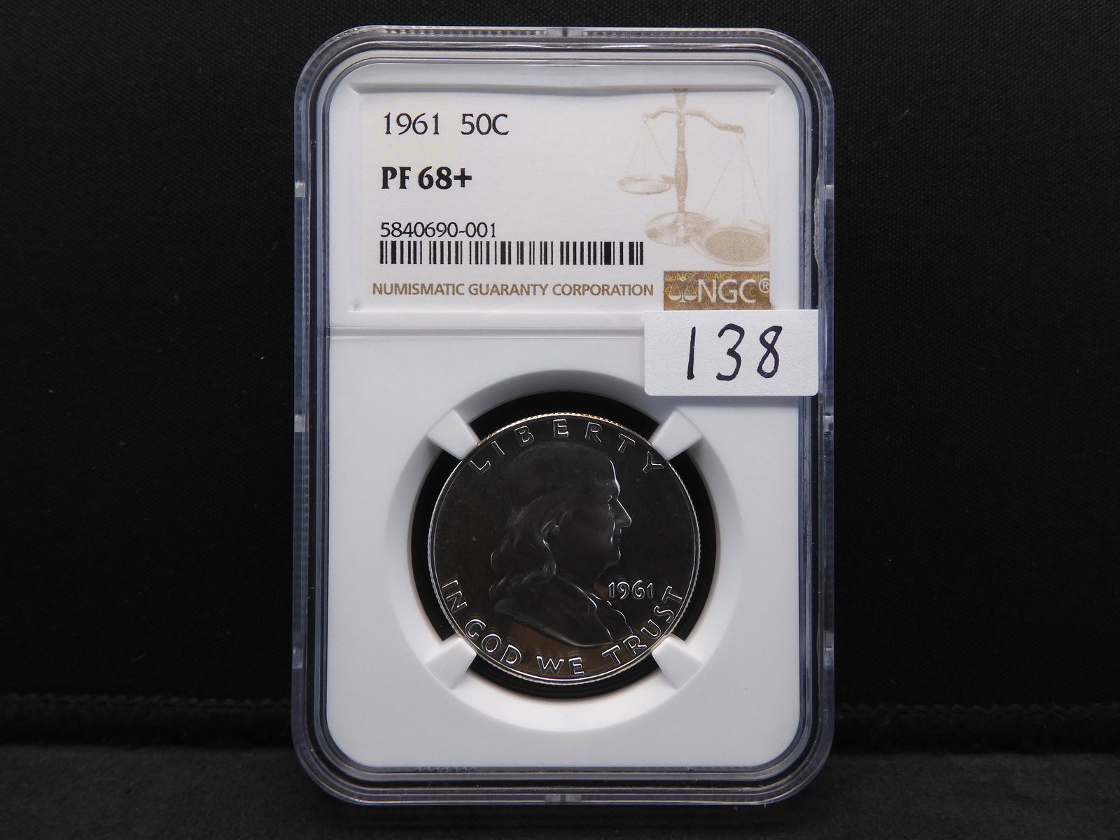 1961 NGC PF 68+ Franklin Proof Silver Half Dollar - (1 of 4)