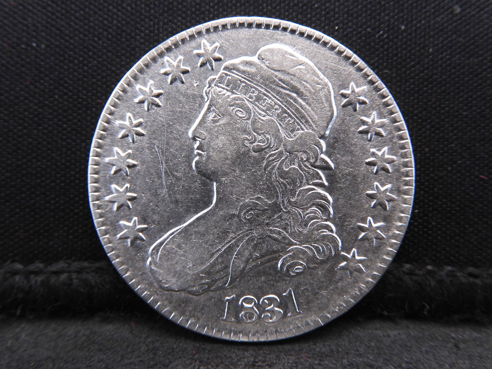 1831 Capped Bust Silver Half Dollar- AU White (1 of 3)