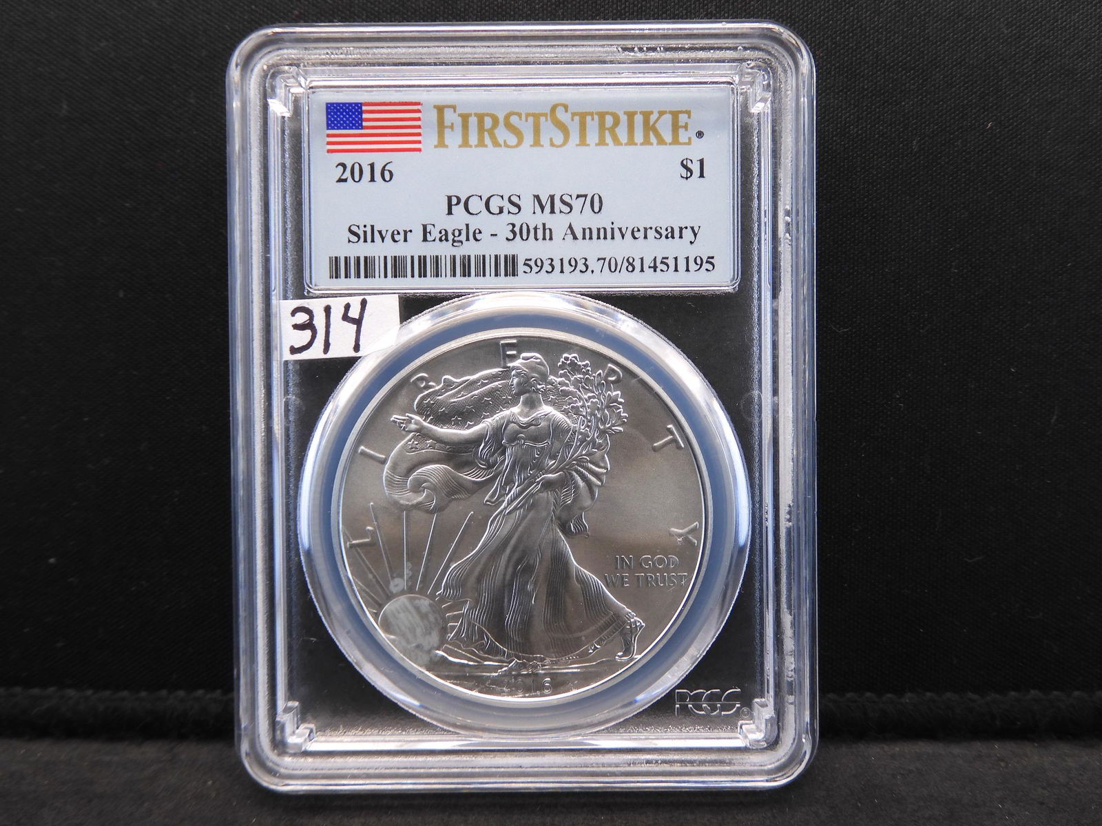 2016 PCGS MS70 1st Strike American Silver Eagle - 30th (1 of 4)