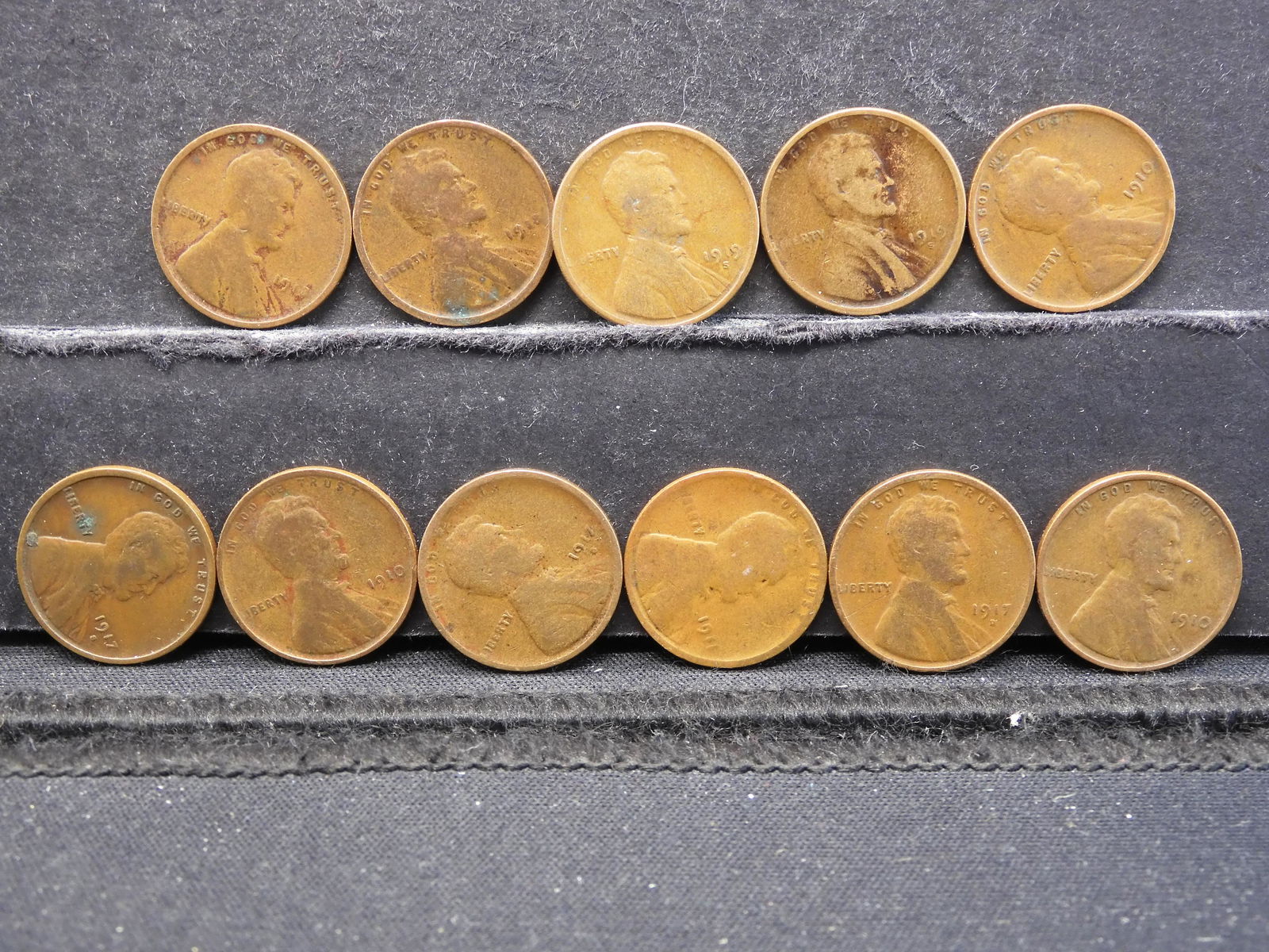 1910 x3, 1911, 1917 D, 1917 S  x2. 1918 x2, 1919 Sx2 (1 of 2)