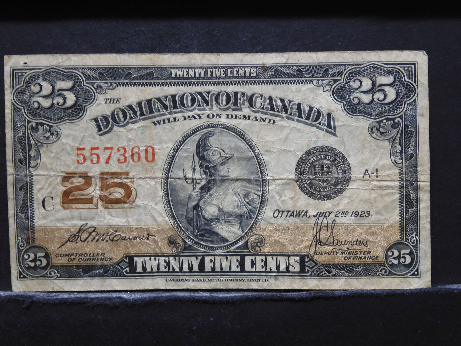 1923 Dominion of Canada Fractional Currency Twenty Five (1 of 3)