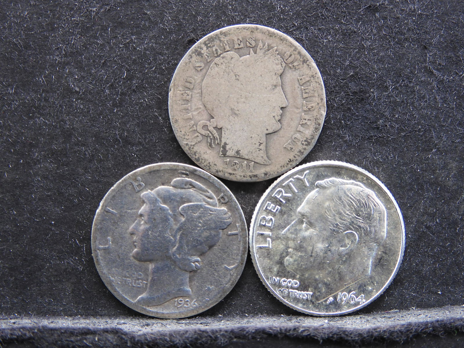 3 ERA SILVER DIMES (90%), BARBER/MERCURY/ROOSEVELT (1 of 2)