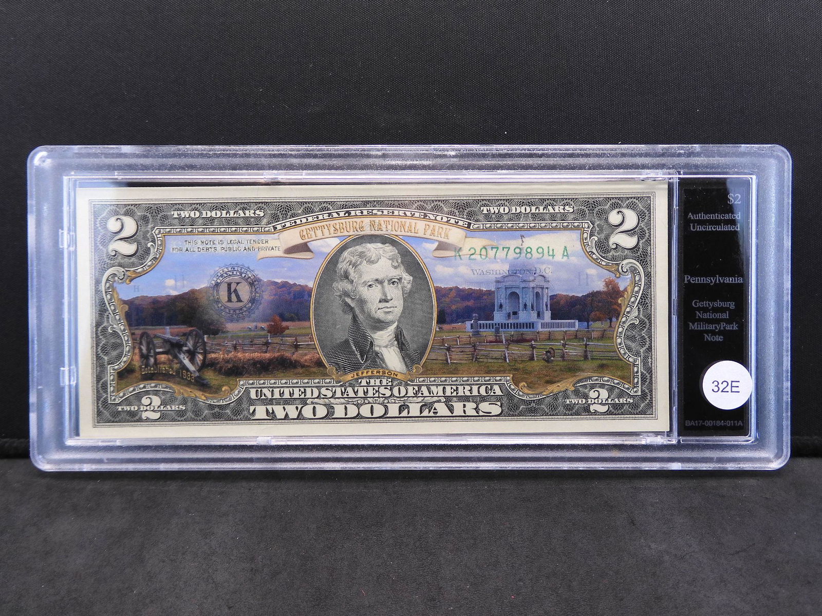 US Two Dollar Note - Authenticated Unc. Pennsylvania (1 of 4)