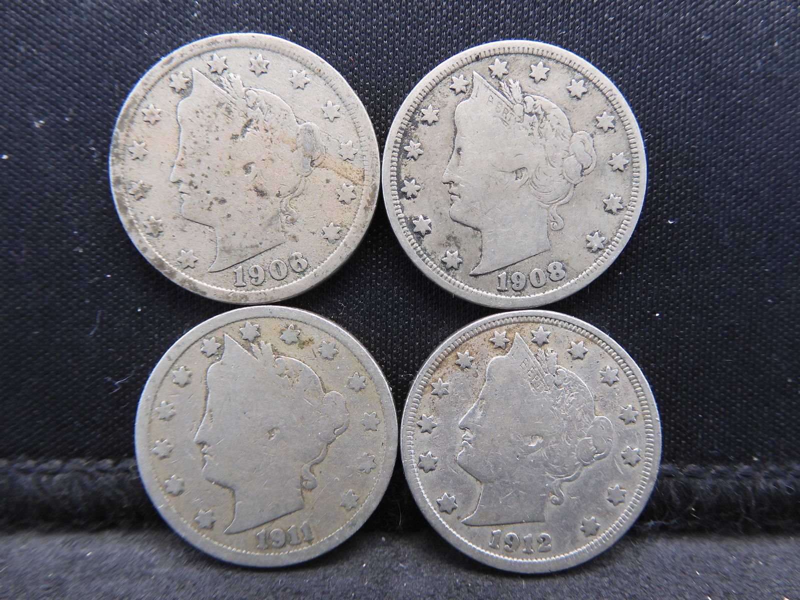 1906 1908 1911 and 1912 V-Nickels. (1 of 2)