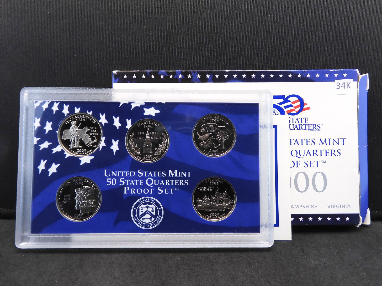 2000 State Quarters U.S. Proof Set.  MA MD SC NH VA (1 of 4)