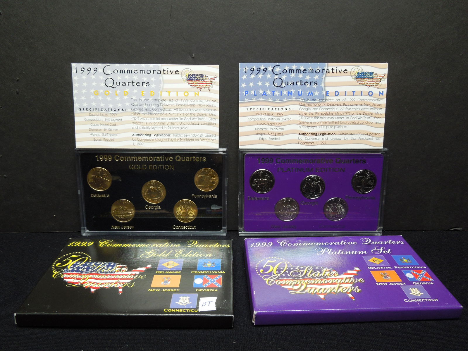 1999 P&D Gold and Platinum Commemorative Quarters Set (1 of 7)