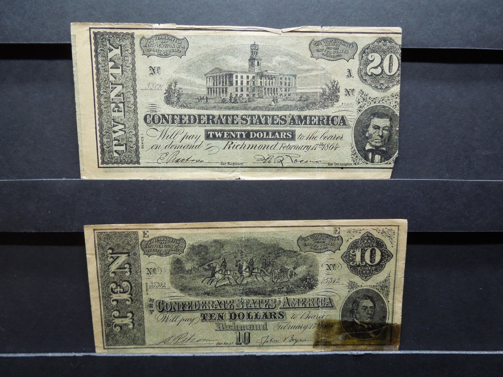 (2) Confederate States America Counterfeit Dollars: (2) Confederate States America Counterfeit Dollars