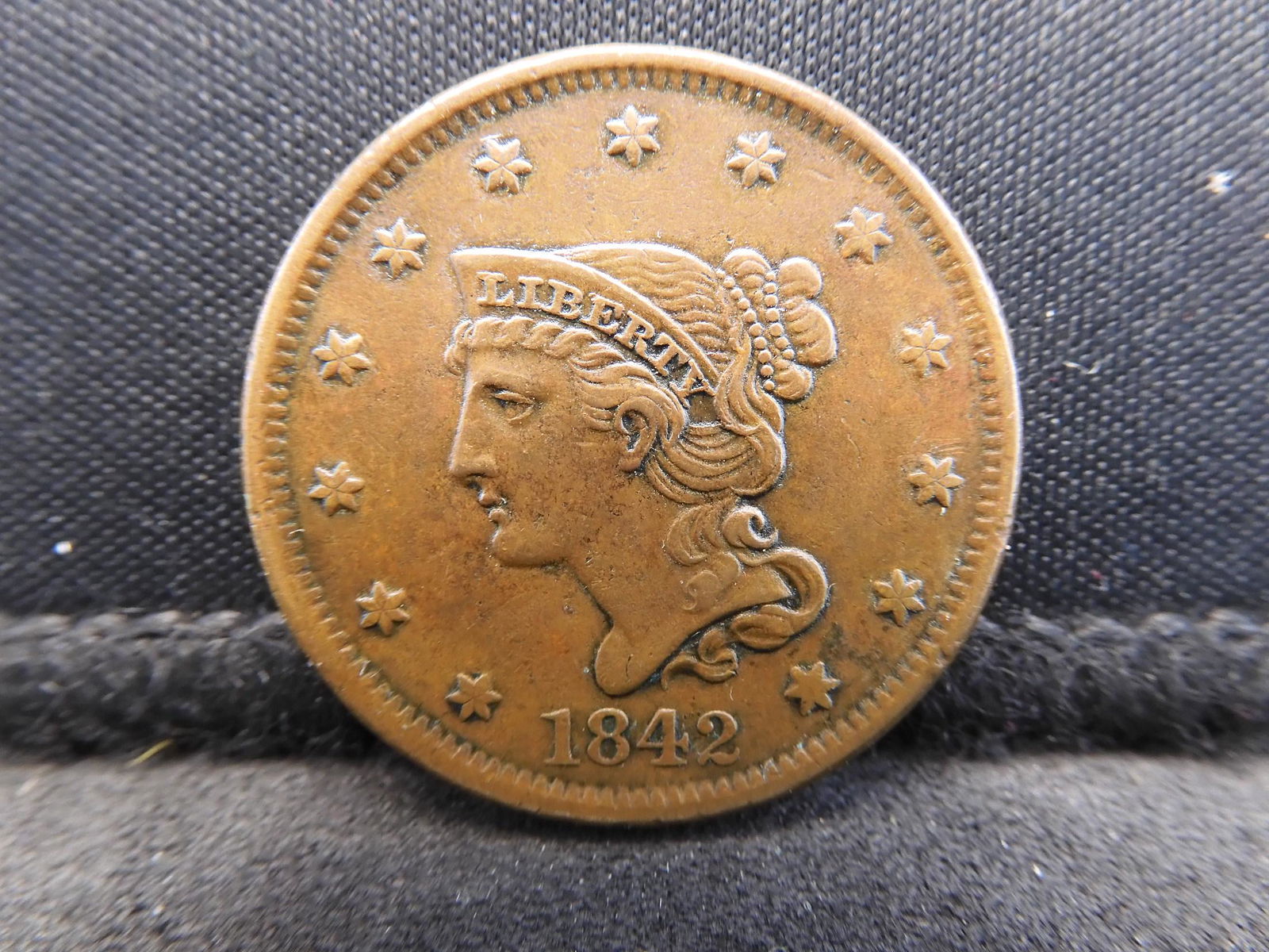 1842 Braided Hair Large Cent Choice AU Great Color! (1 of 2)
