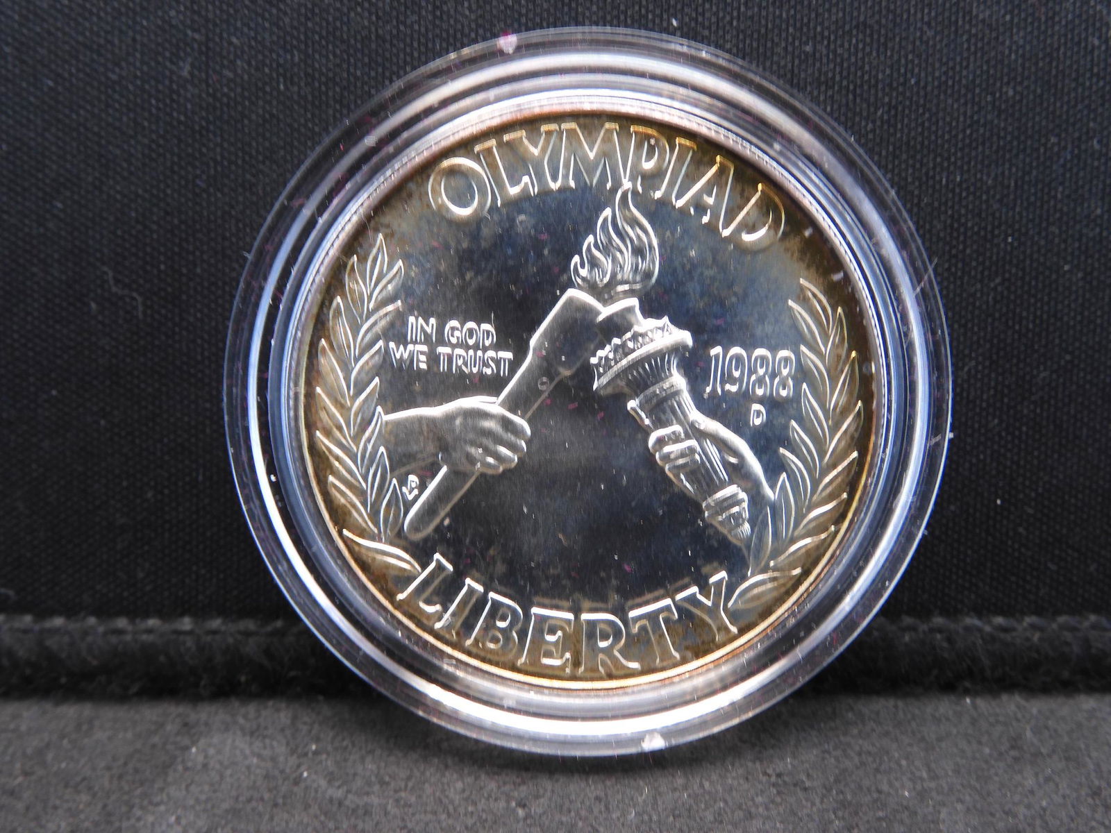 1988 Olympic Silver Dollar Neat Toning w/OGP (1 of 4)
