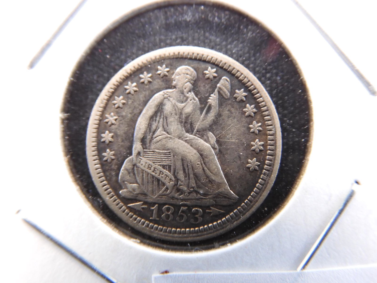 1853 w/Arrows Seated Liberty Half Dime XF (1 of 3)