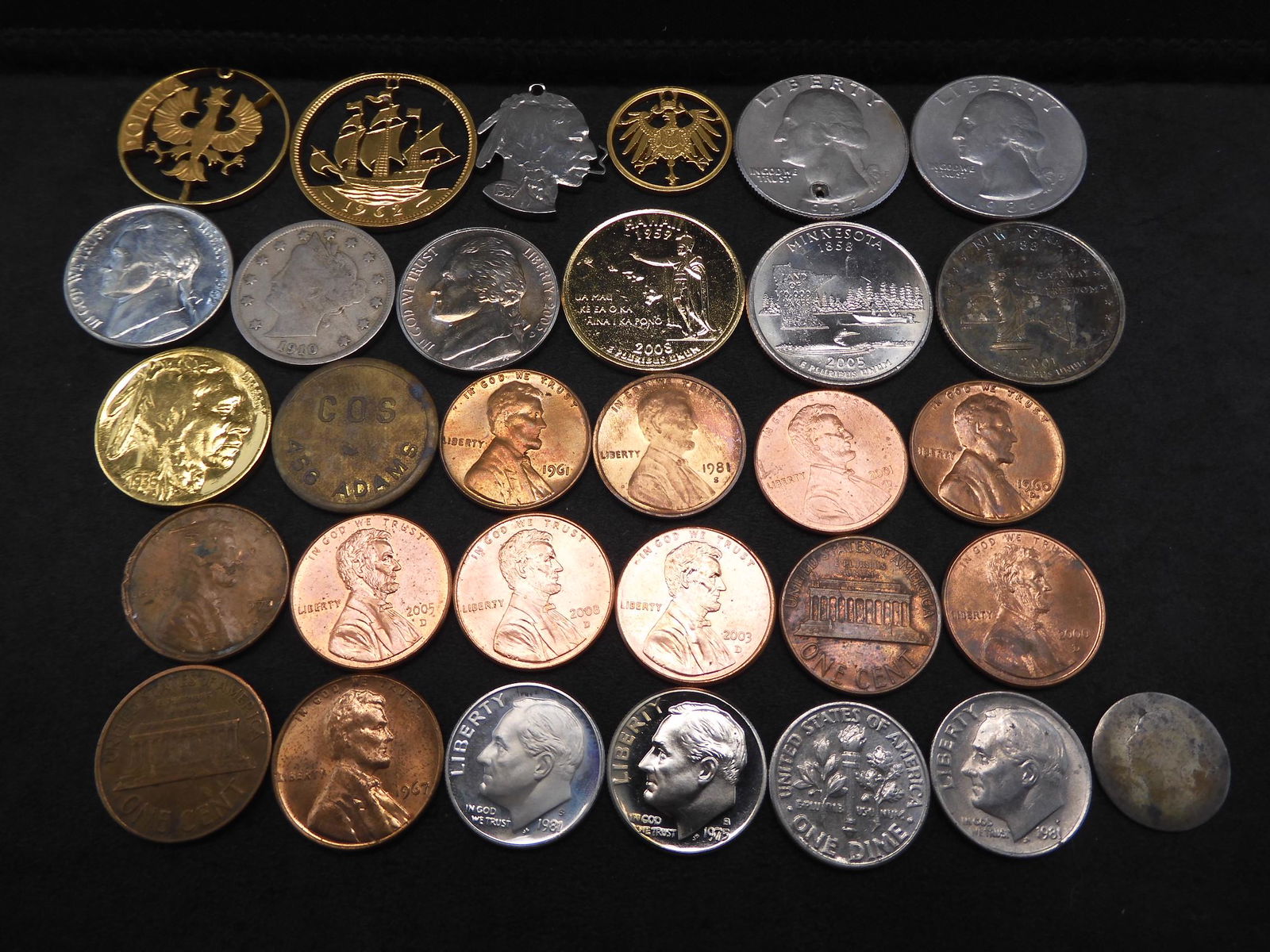 Grab Bag Includes Cut Outs Vintage US Coins & Painted (1 of 5)