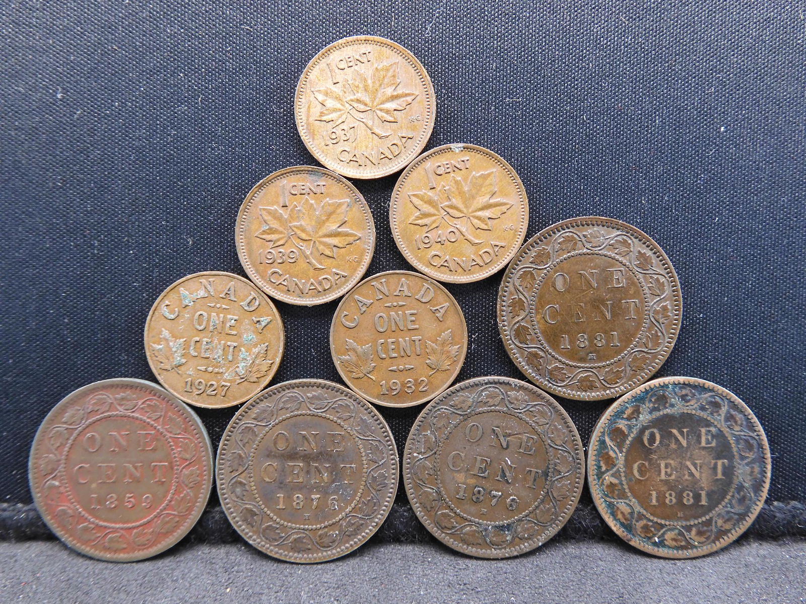 (10) pc Lot Canada Small & Large Cents Various Years & (1 of 2)