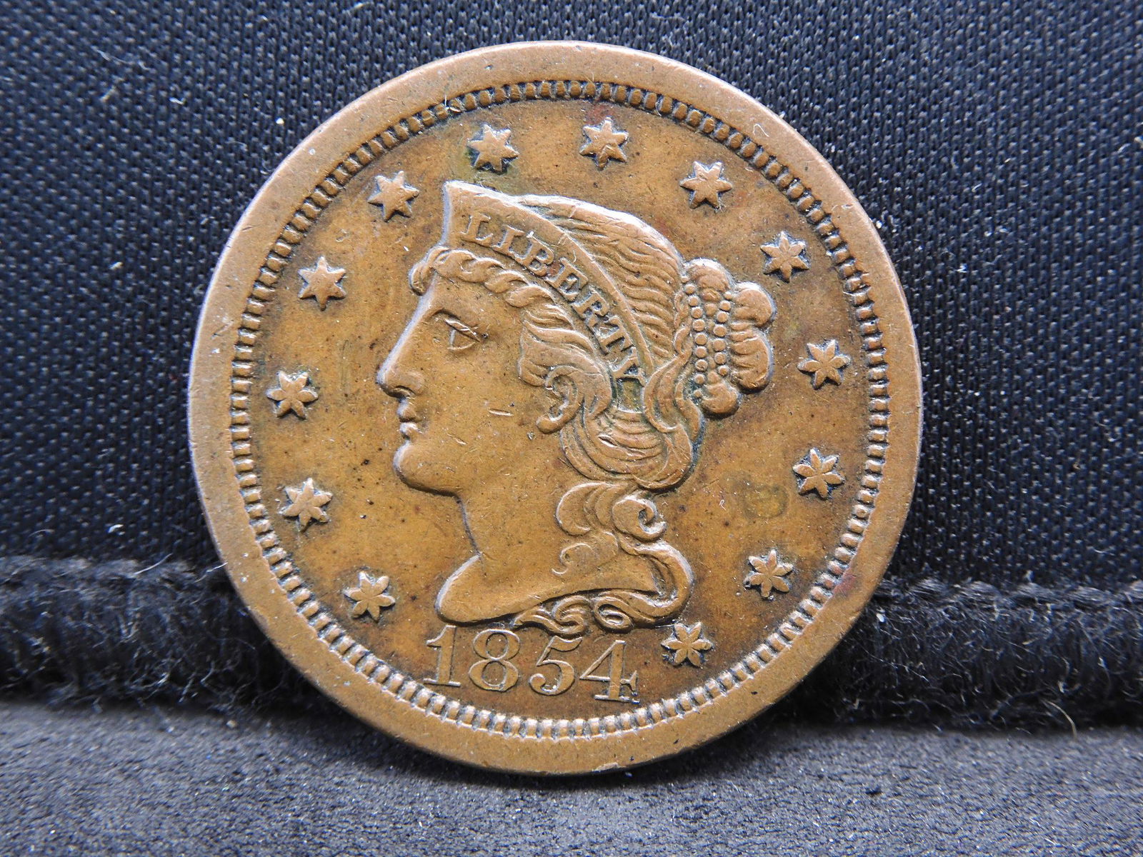 1854 Braided Hair Large Cent XF (1 of 2)