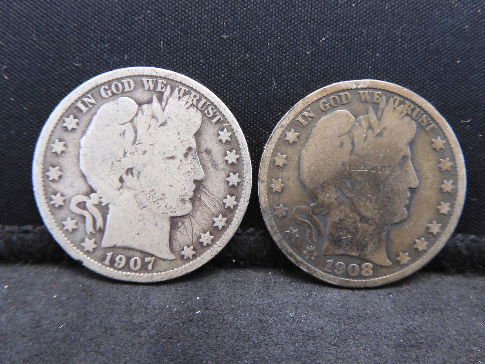 1907 & 1908 Barber Silver Half Dollars (1 of 2)