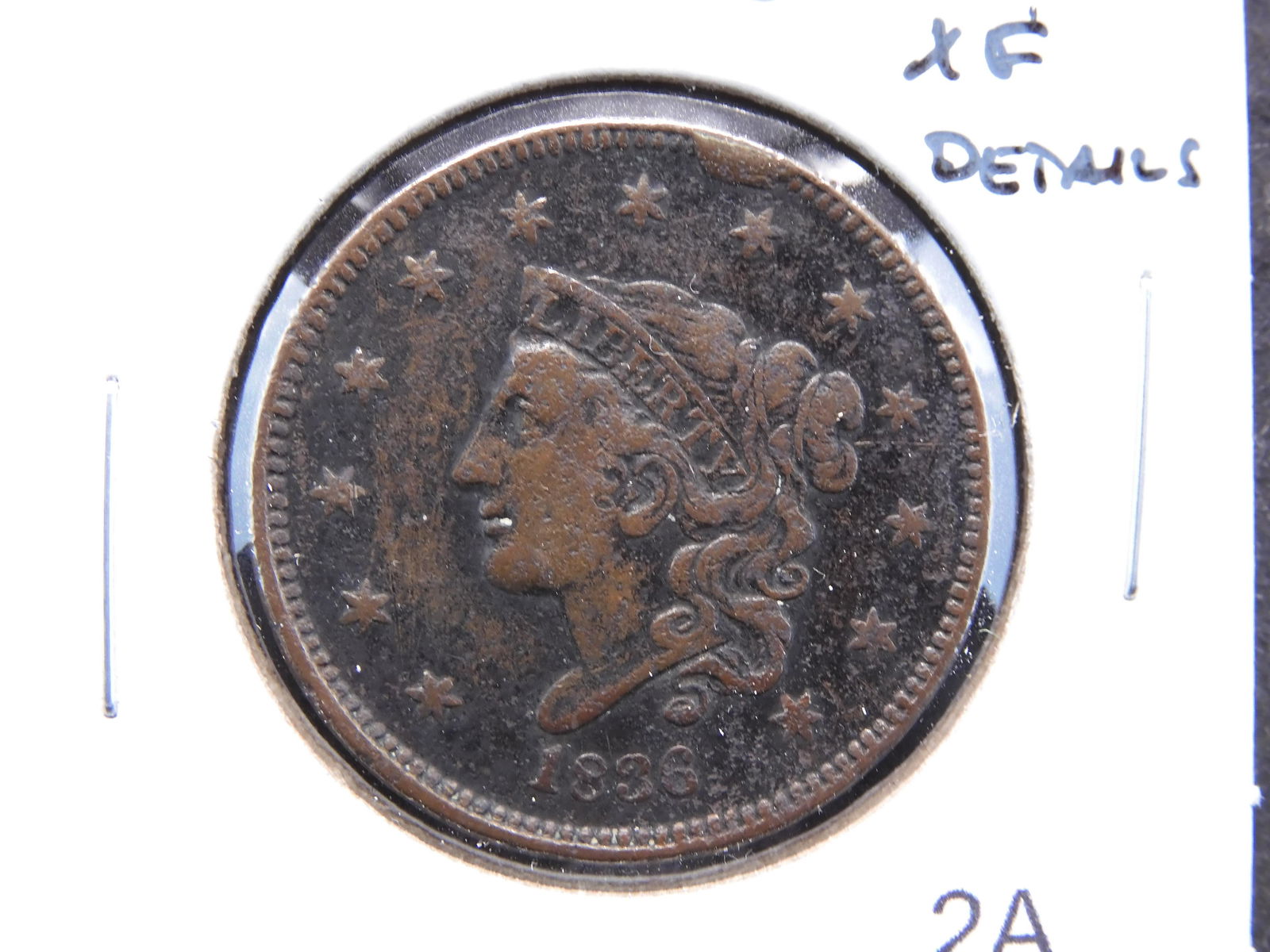 1836 Large Cent.  XF Details. (1 of 3)