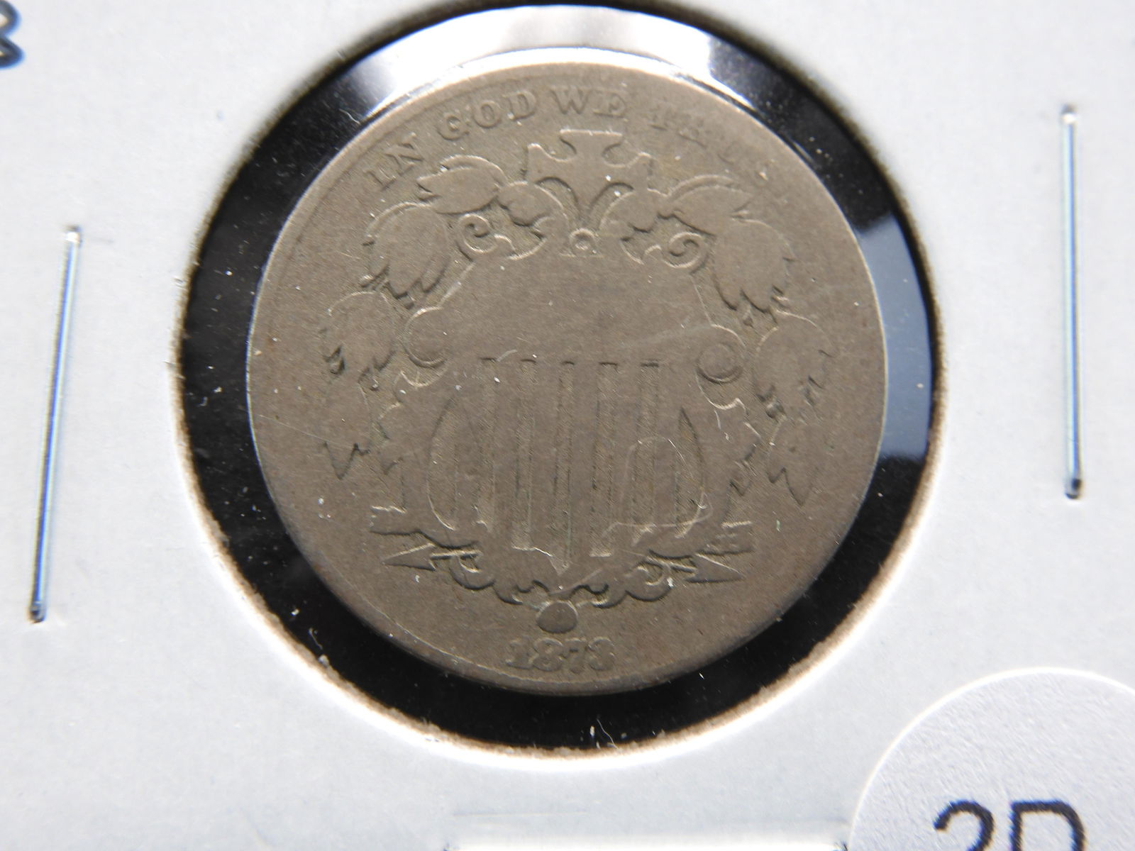 1873 Closed 3 Shield 5c.  VG. (1 of 3)