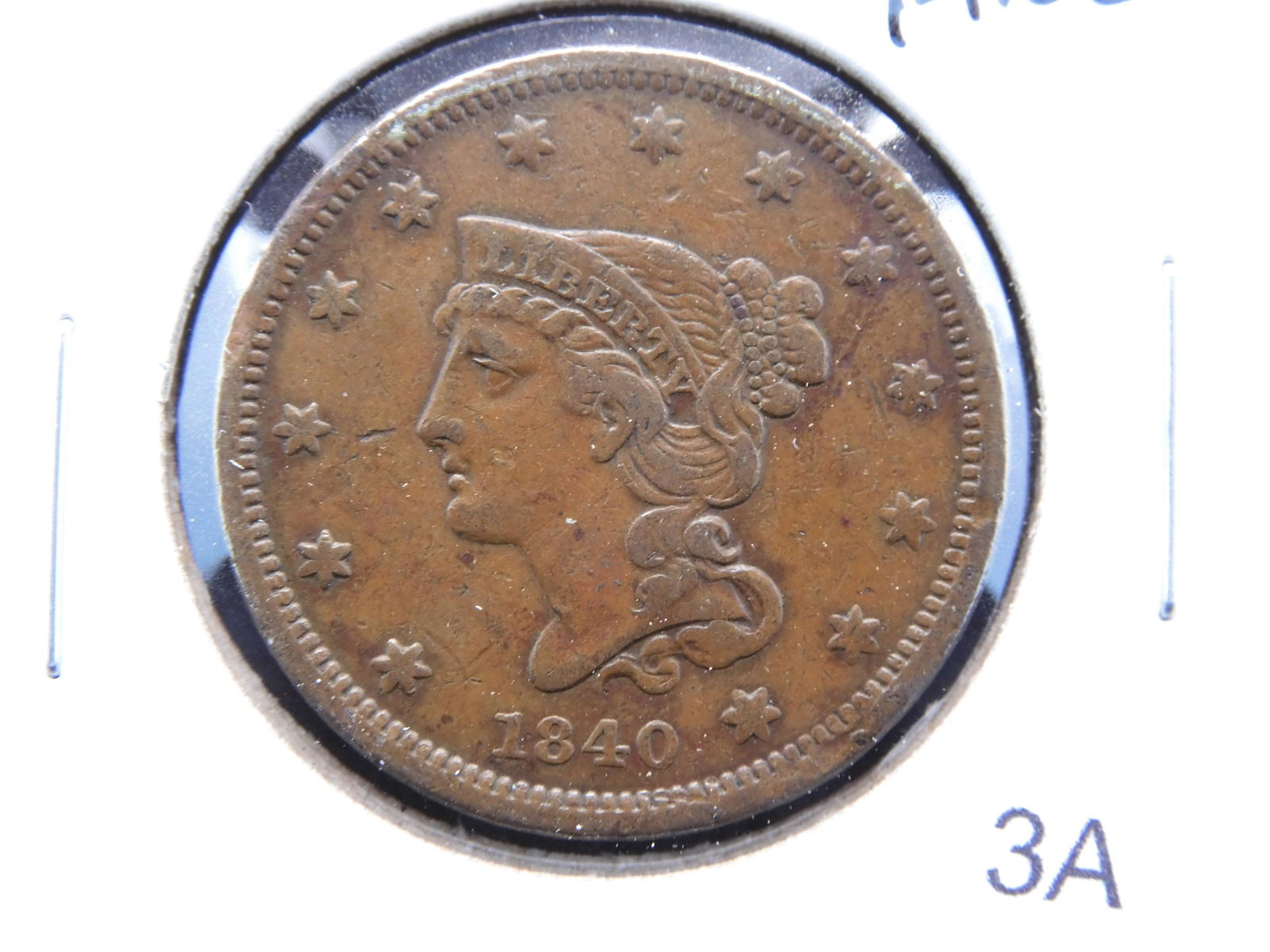1840 Large Cent.  Fine. (1 of 3)