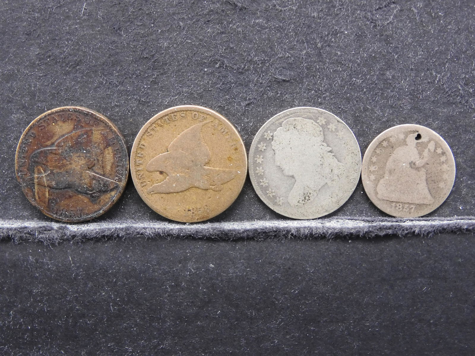 4 Cull Type Coins.  1857 Flying Eagle 1c, 1858 Flying (1 of 2)