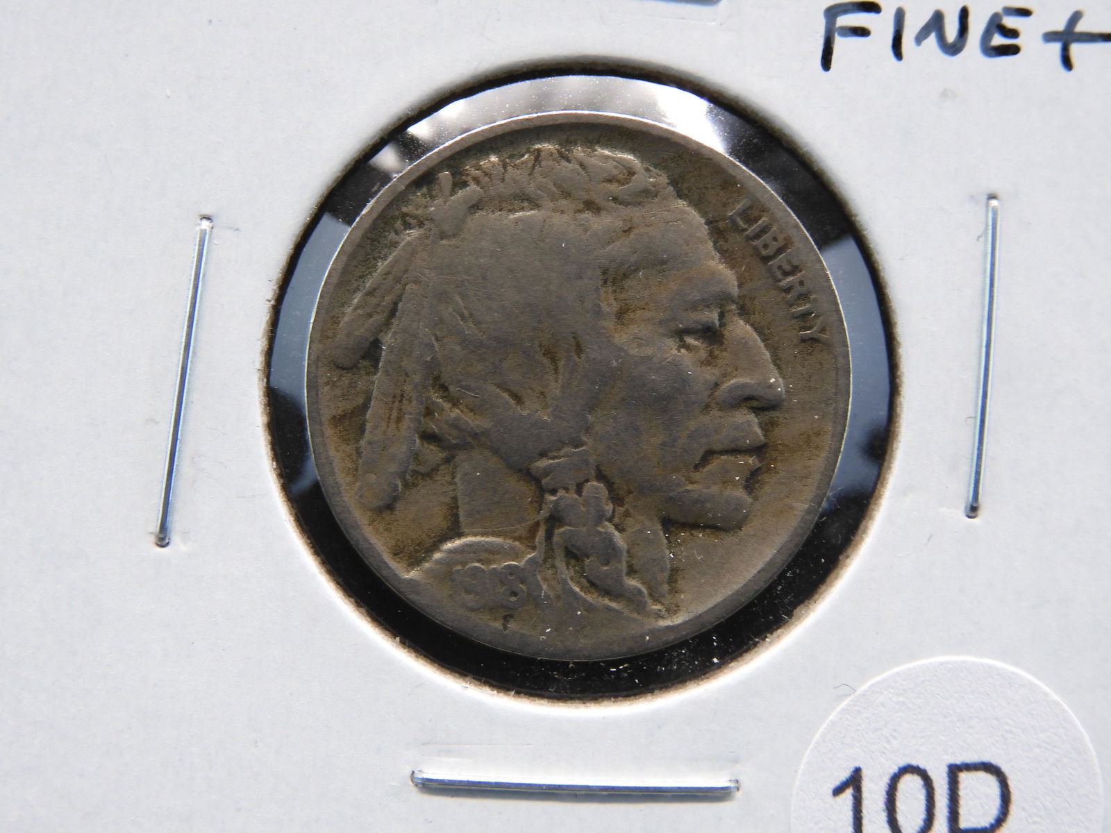 1918-D Buffalo 5c.  Fine+. (1 of 3)