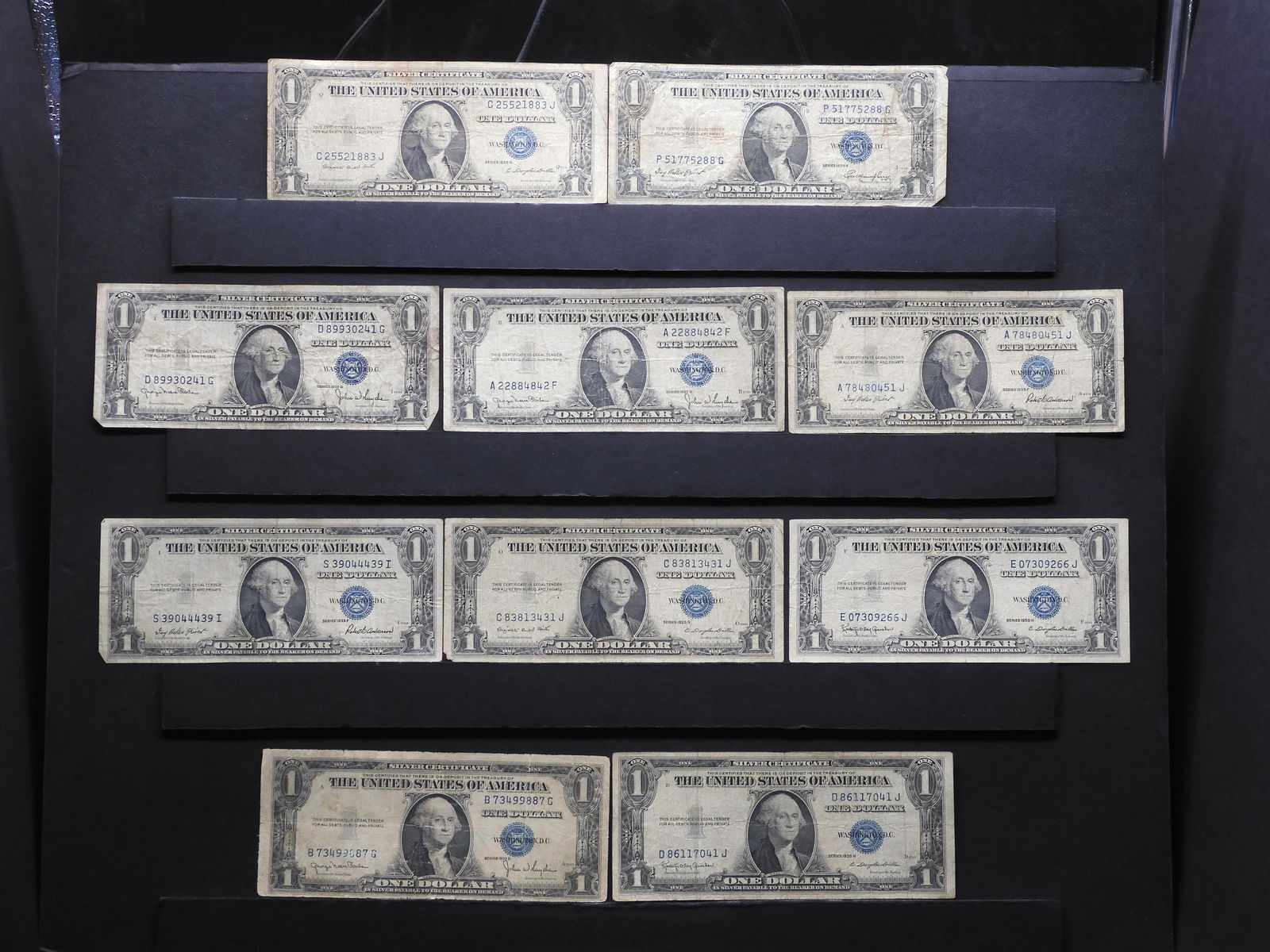 10 - $1 Silver Certificates.  All Dated 1935. (1 of 13)