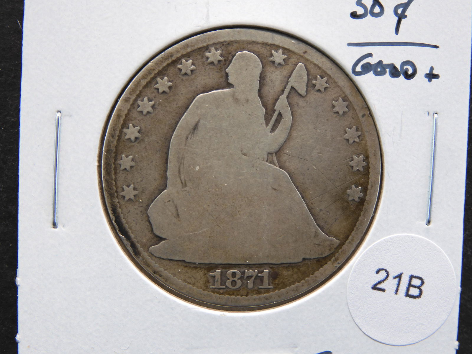1871-S Seated 50c.  Good+.  Scarce. (1 of 3)