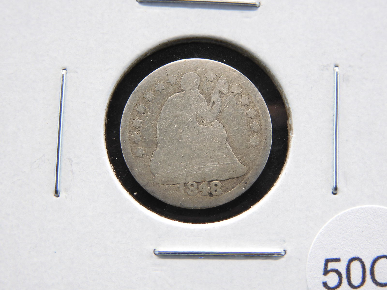 1848 Seated 1/2 Dime. (1 of 3)