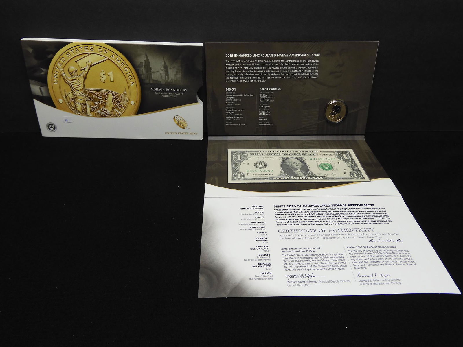 2015 American $1 Coin and Currency Set:  Mohawk Iron (1 of 8)