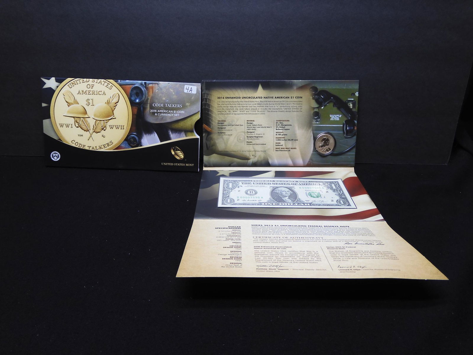2016 American $1 Coin and Currency Set:  Code Talkers. (1 of 8)