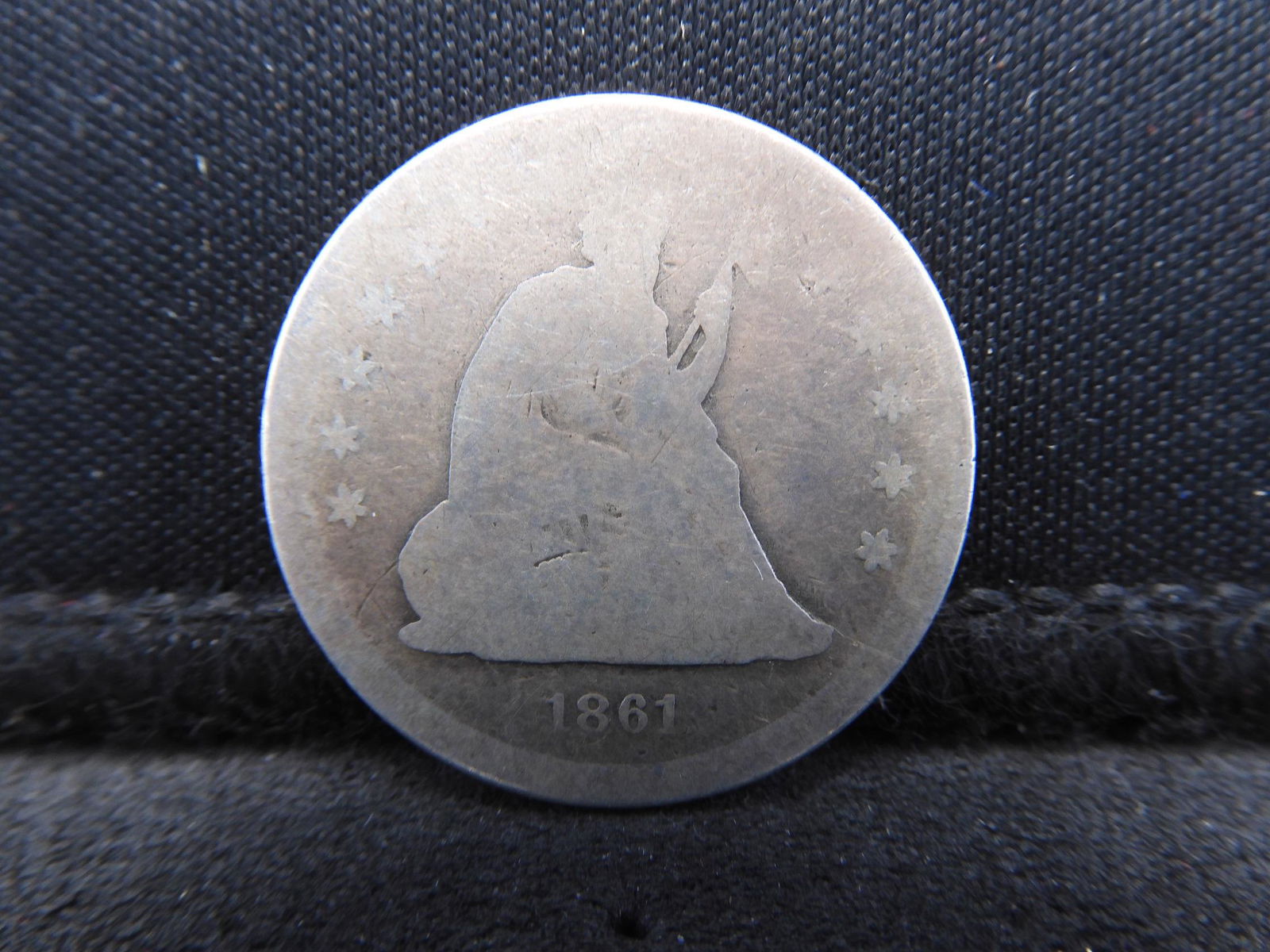1861 United States Seated Liberty Quarter.  Civil War (1 of 2)