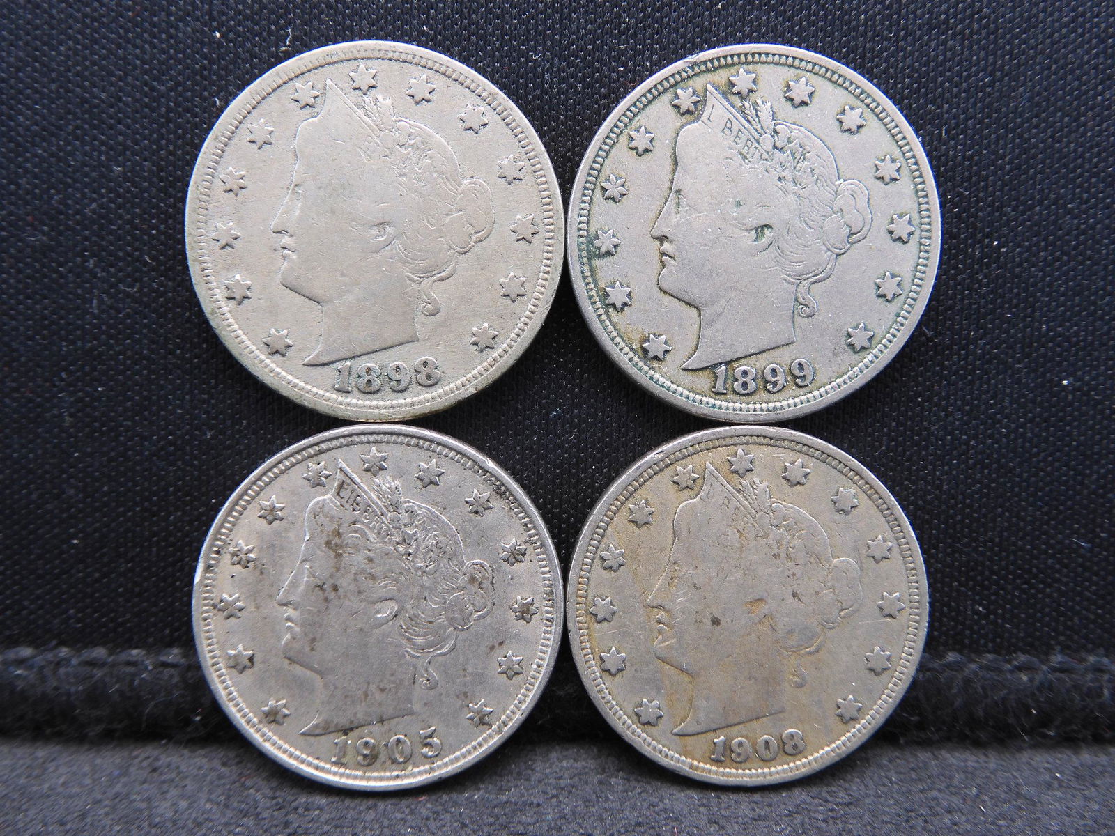 1898, 1899 1905 1908 Liberty Head  V-Nickels. (1 of 2)