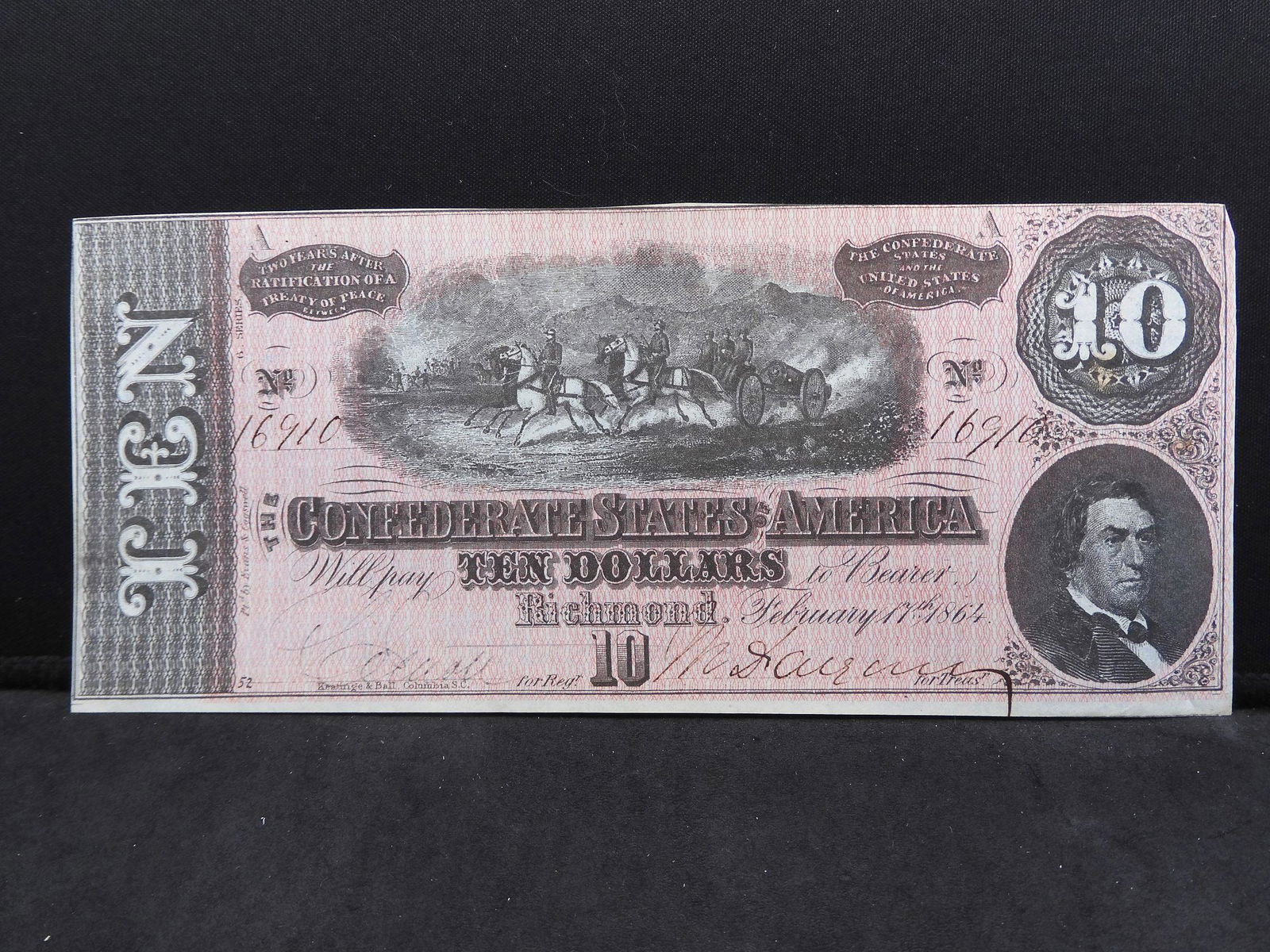 1864 $10 Confederate Note.  Super Crisp Uncirculated (1 of 3)