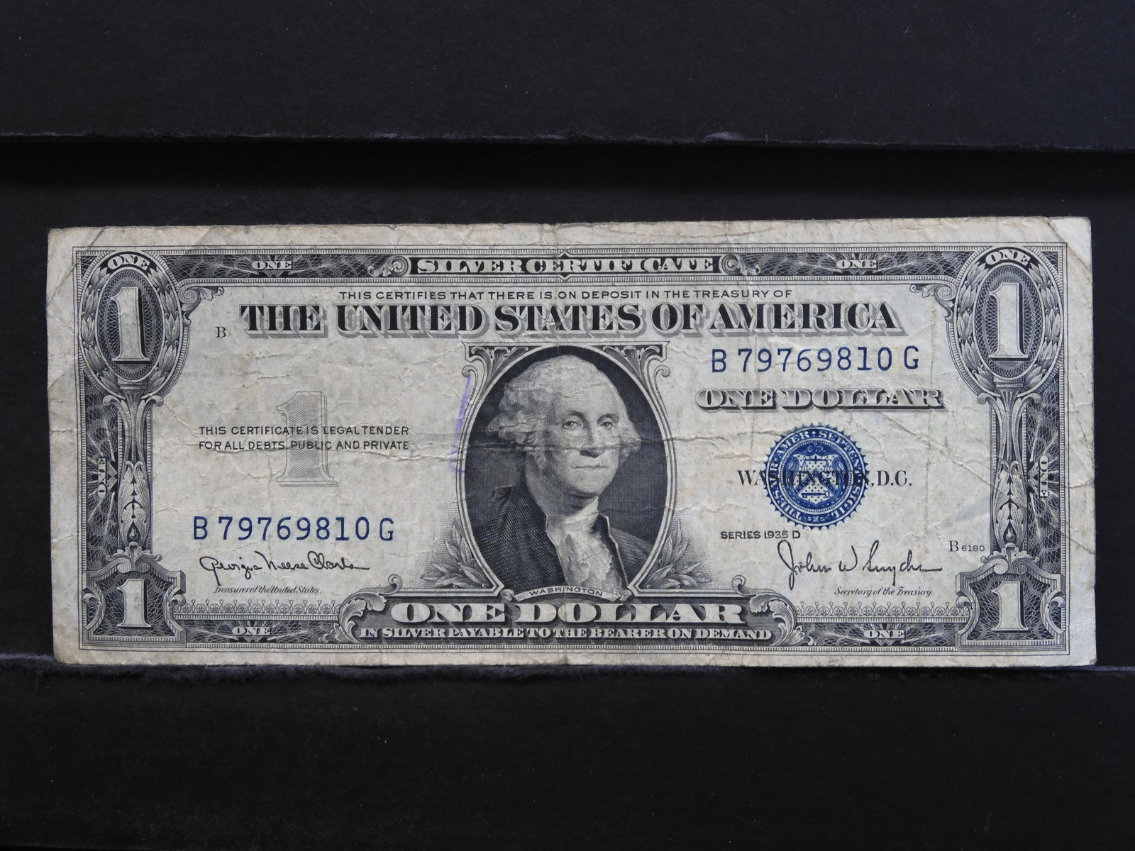 1935 D $1 DOLLAR SILVER CERTIFICATE, 85 YRS OLD/WWII: 1935 D $1 DOLLAR SILVER CERTIFICATE, 85 YRS OLD/WWII ERA