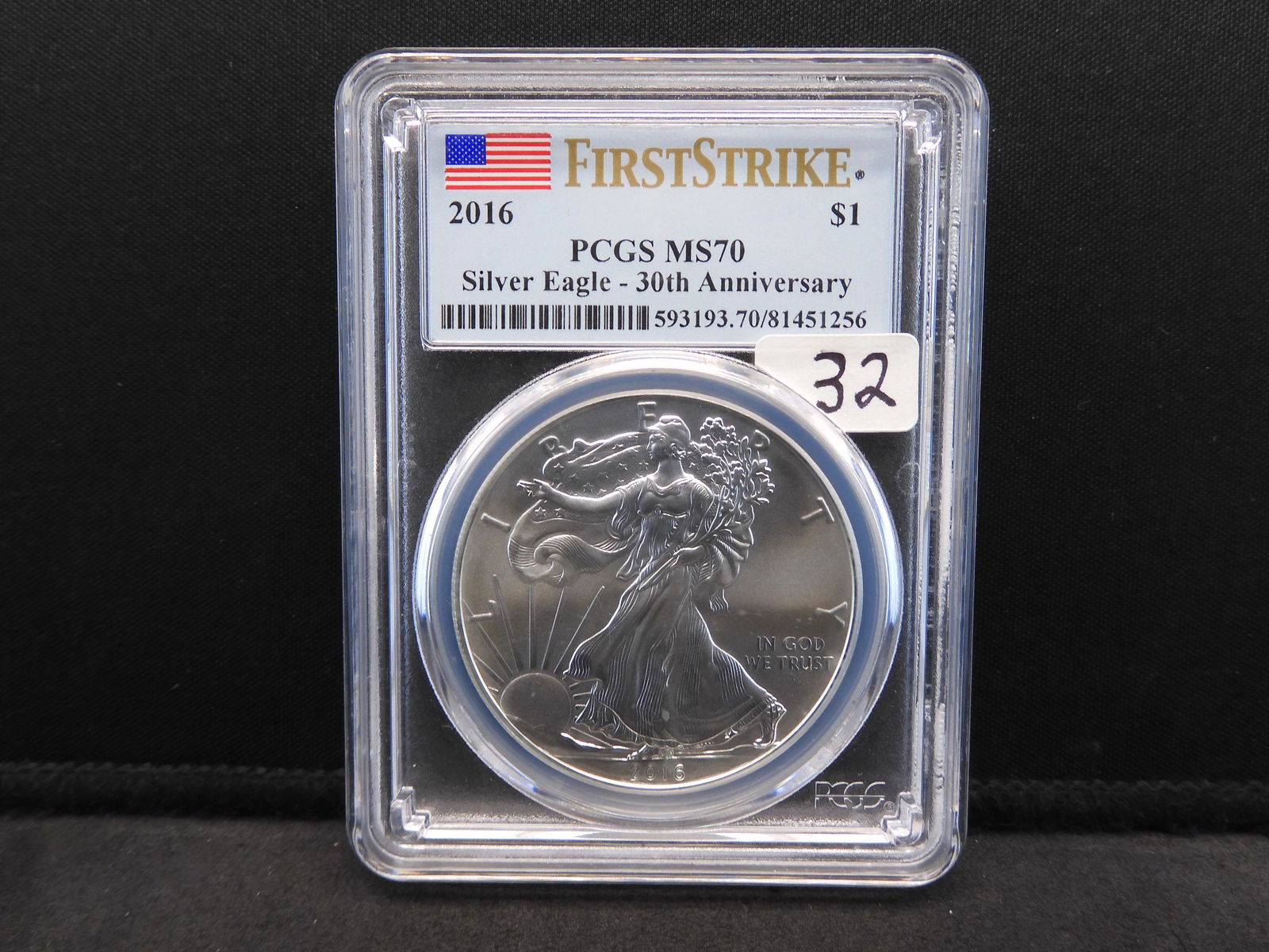 2016 PCGS MS70 1st Strike American Silver Eagle - 30th (1 of 4)
