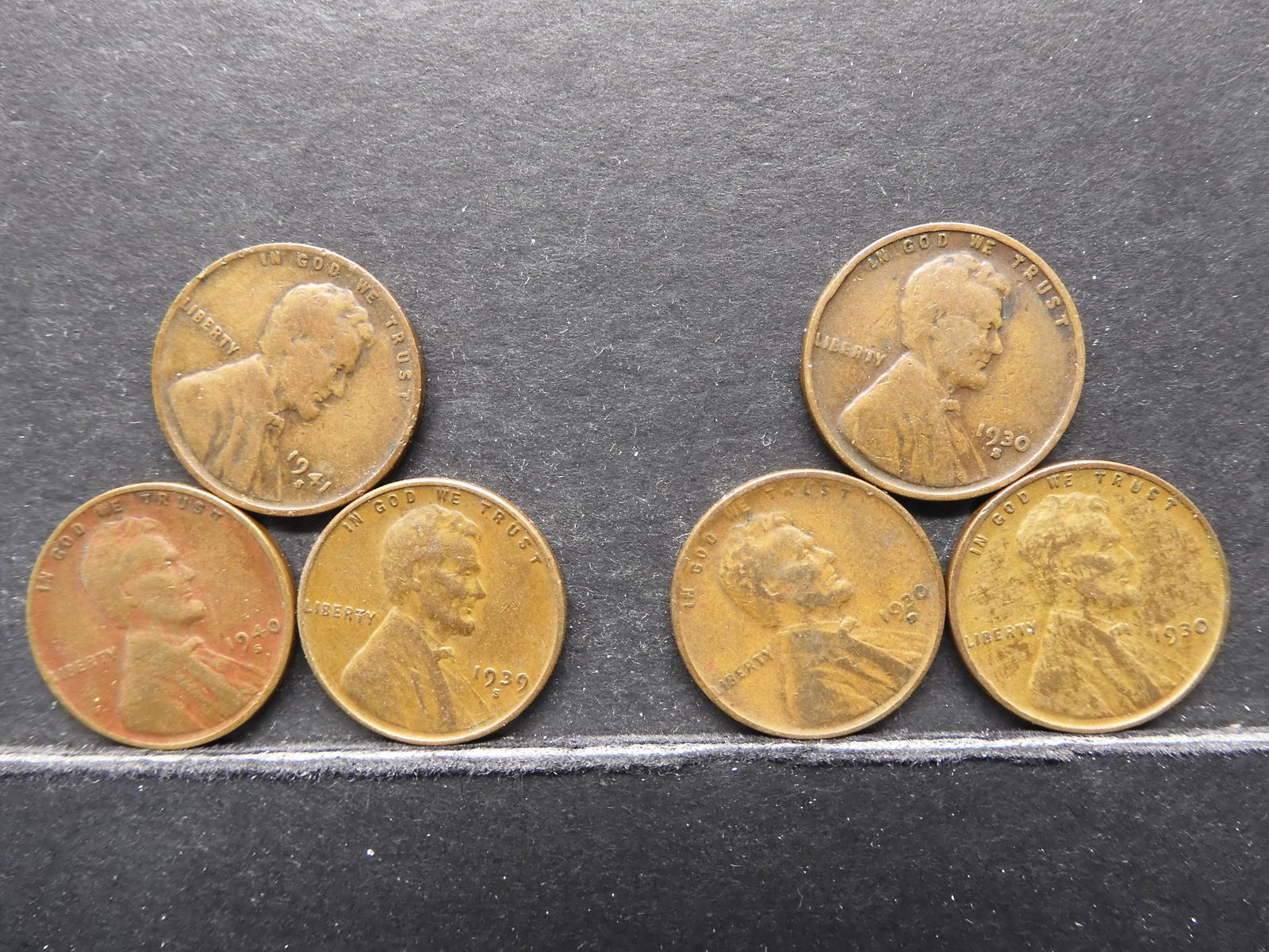 1930 P,D, S &1939-S, 1940-S 1941-S Lincoln Wheat Cents (1 of 5)
