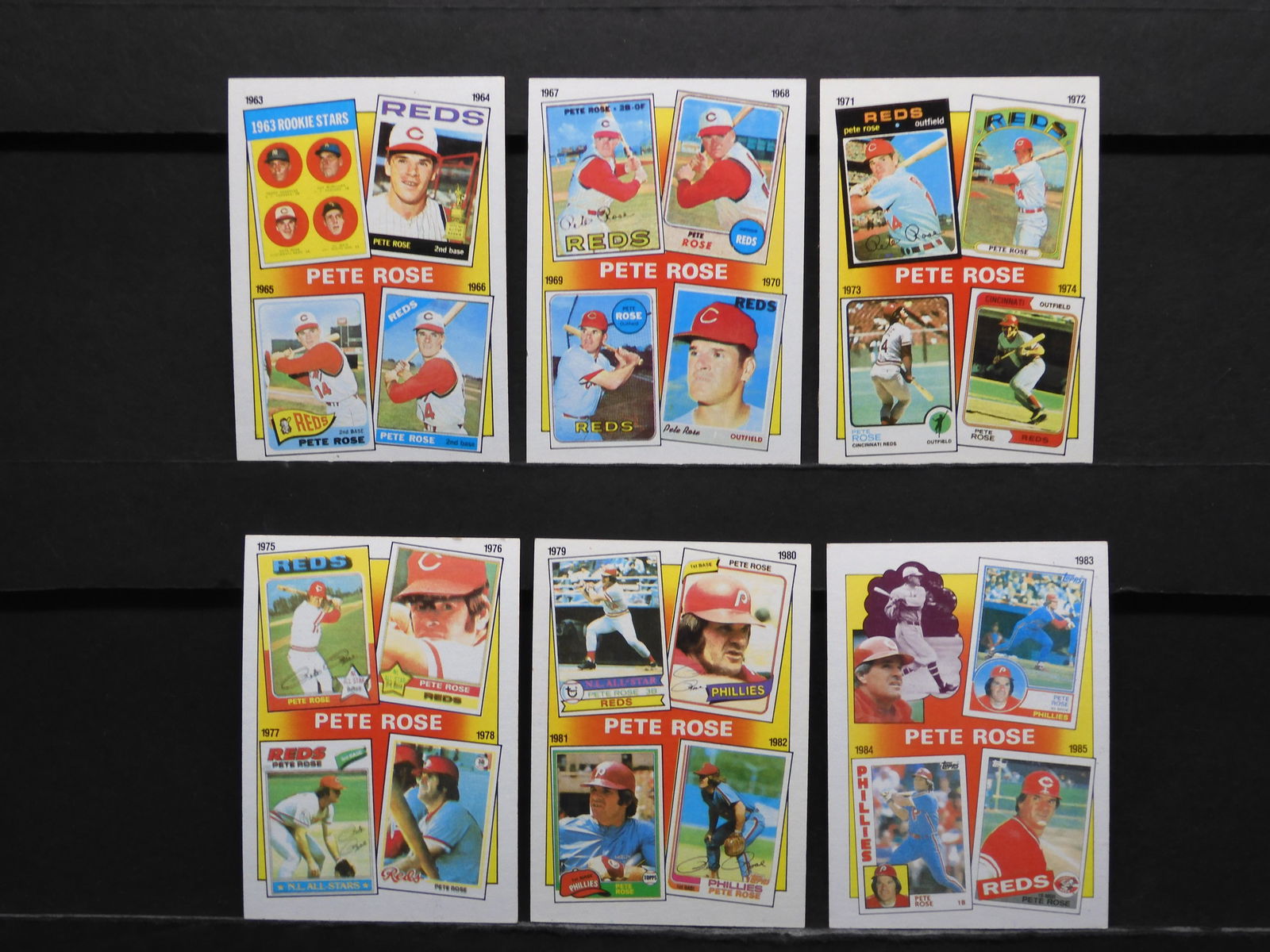 6 Card Pete Rose Set 1963-1985 Turn Back the Clock Set (1 of 13)