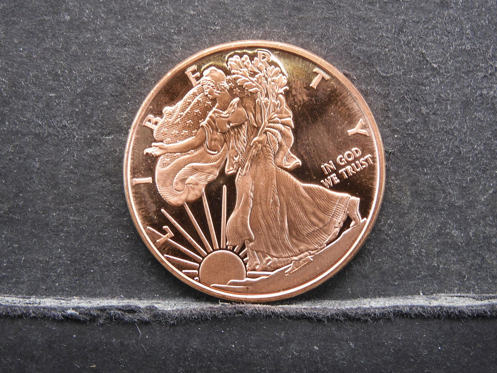 One Ounce .999 Fine Copper Round Walking Liberty Design (1 of 2)