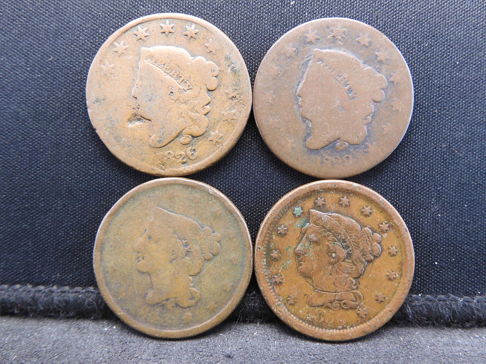 (4) Lower Grade Large Cents:  1829, 1826, 1843, and (1 of 2)