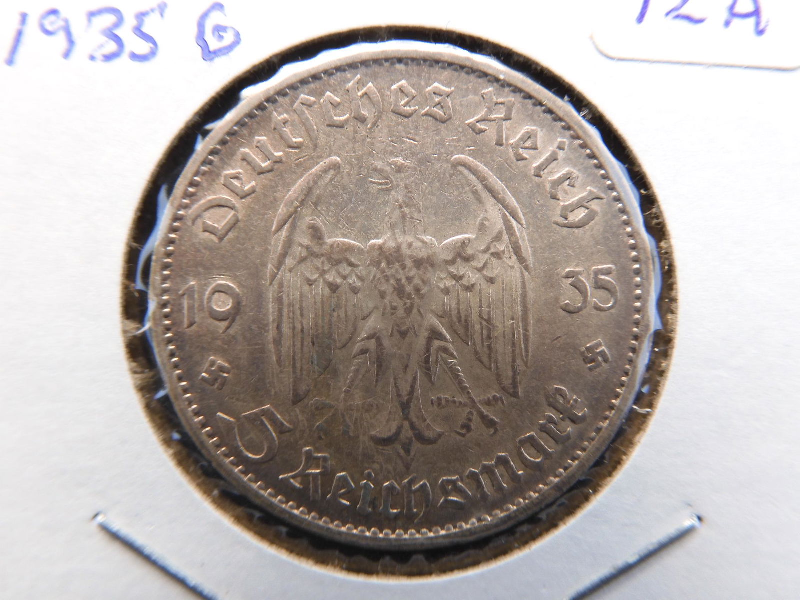 1935-G Germany 5 Mark Potsdam Church.  Has Historical (1 of 3)