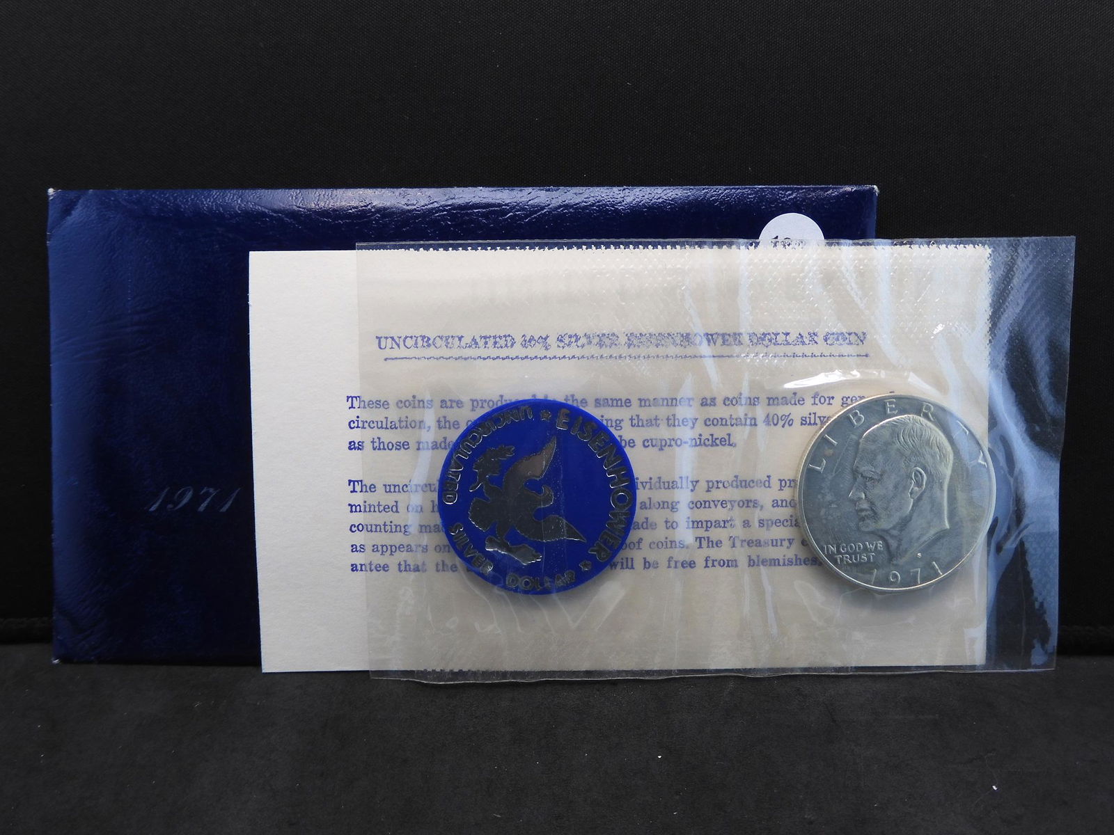 1971-S 40% Silver Eisenhower Dollar in OGP/Blue Flat (1 of 4)
