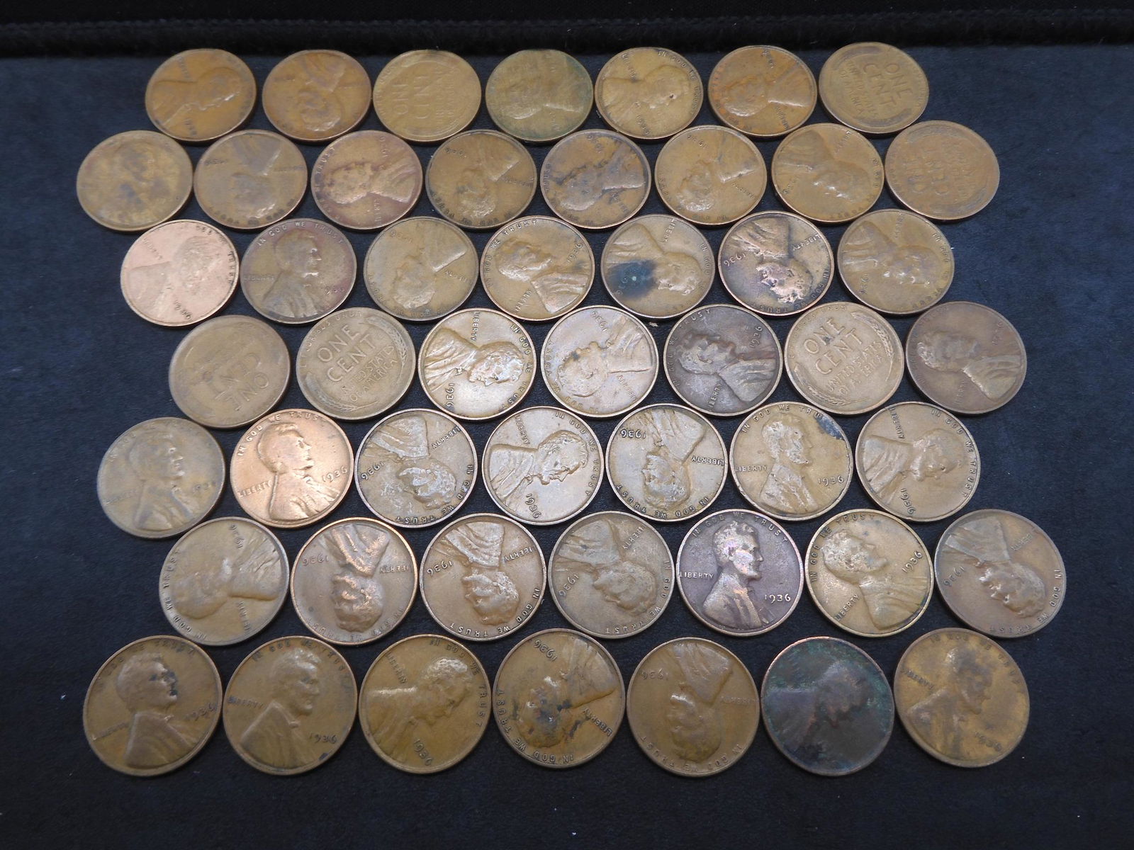 Roll of 50 1936 Lincoln Wheat Cents. (1 of 3)