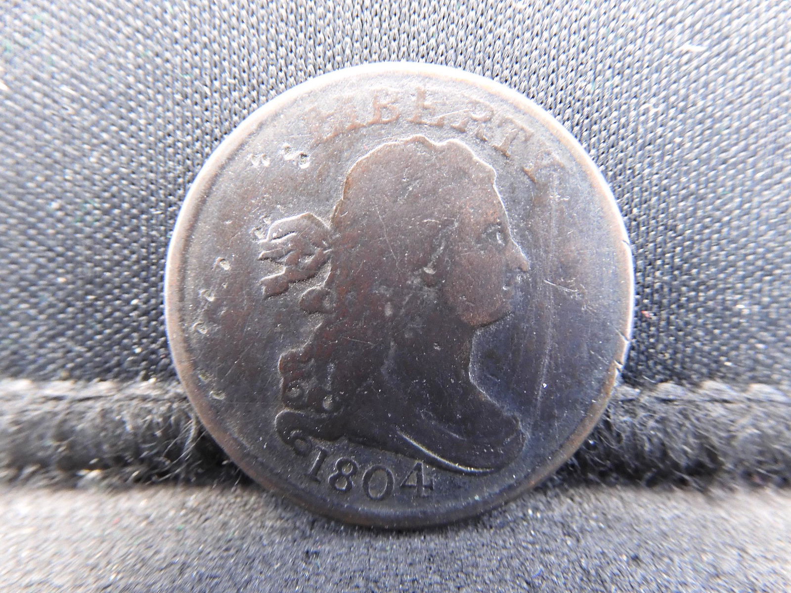 1804 Draped Bust Half Penny Cent - VG w/ Obverse Damage (1 of 2)
