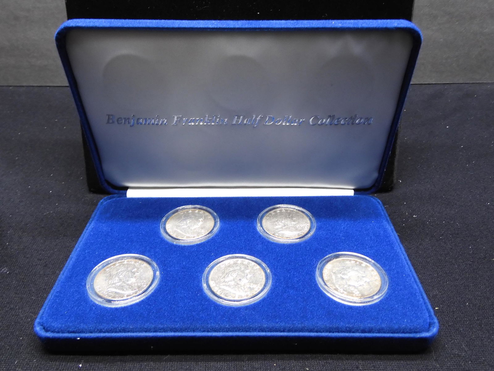 Franklin Silver Half Dollar - 5 Coins in Nice Velvet (1 of 5)