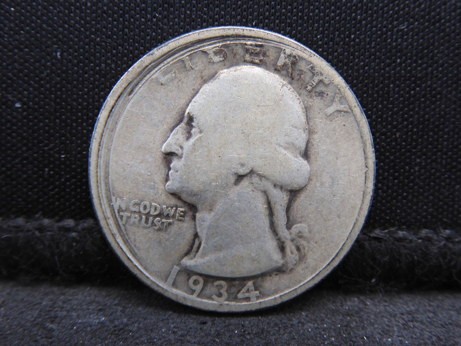 1934 90% Silver Washington Quarter Off Center Error (1 of 3)