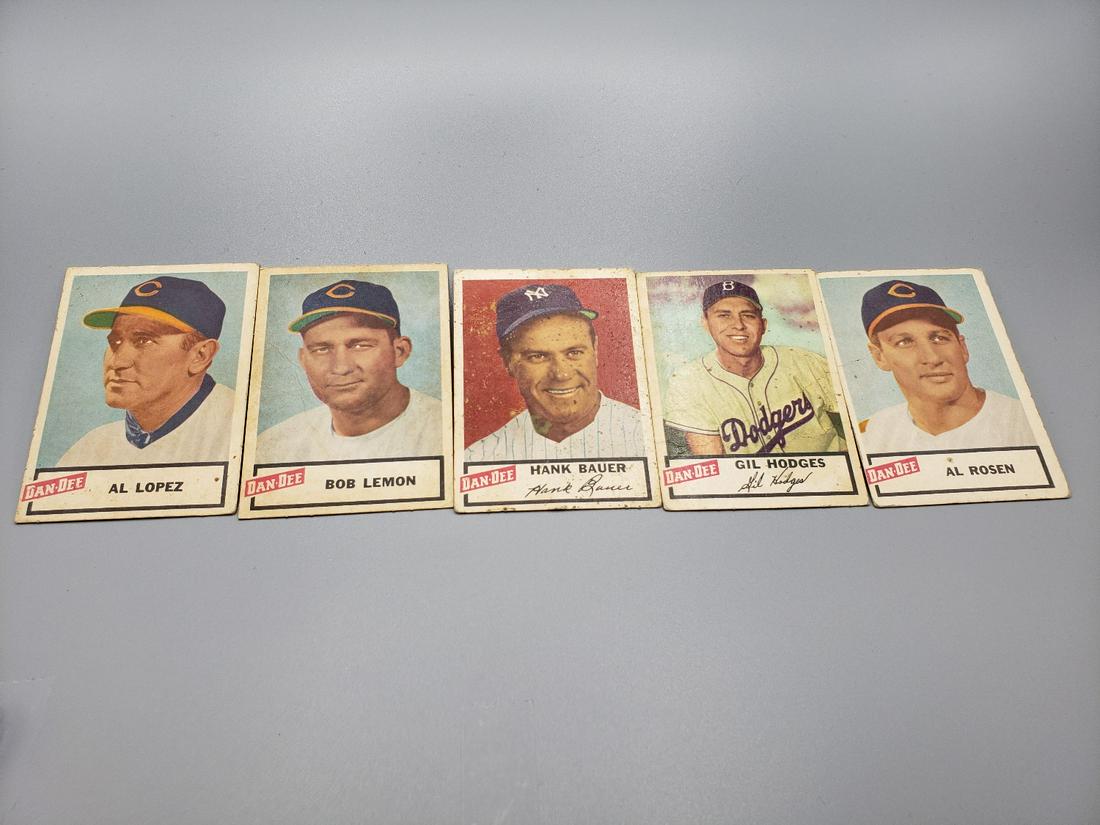 (5) 1954 Dan Dee Baseball Cards With HOF'ers and Stars (1 of 2)