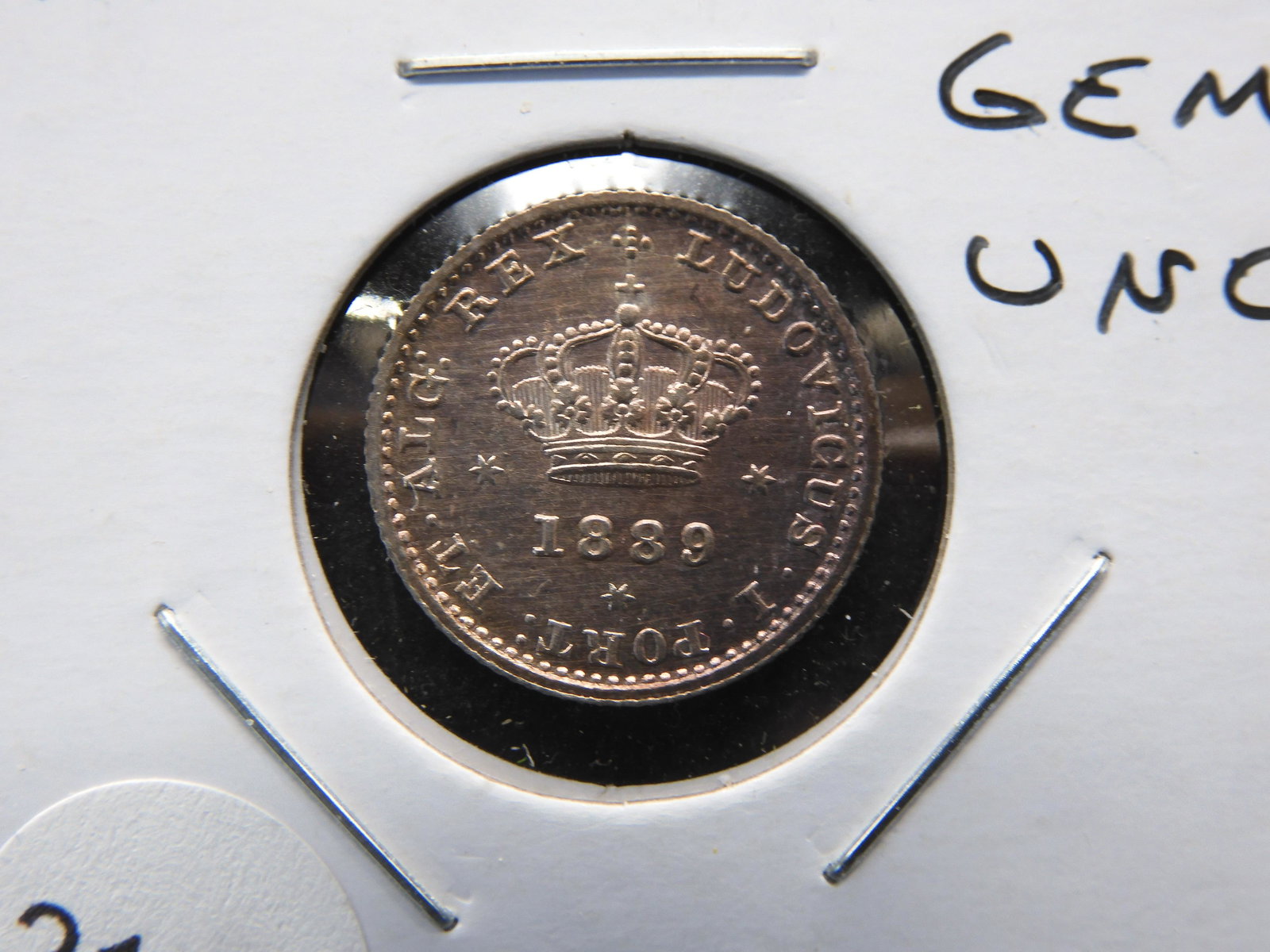 1889 Portugal 50 Reis.  Gem UNC.  Scarce. (1 of 3)