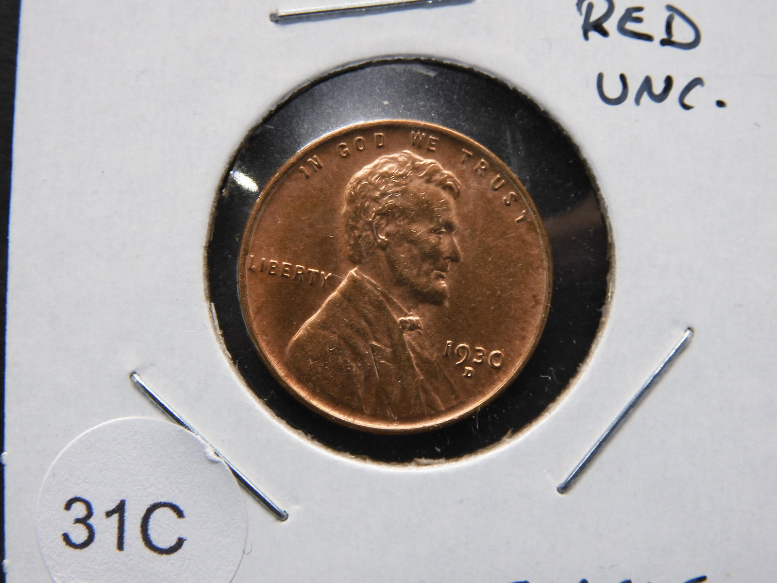 1930-D Lincoln 1c.  Red UNC.  Scarce. (1 of 2)