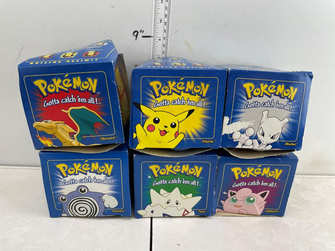 1999 Burger King Pokemon Blue Box 23K Gold Plated Card: 1999 Burger King Pokemon Blue Box 23K Gold Plated Card Set of 6 - Some of the Pokeballs are still sealed in original plastic